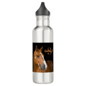 Name des braunen Quarters Horse Black Monogram Edelstahlflasche (Links)