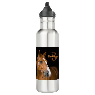 Name des braunen Quarters Horse Black Monogram Edelstahlflasche