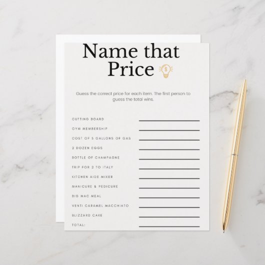 Name des Brautparty Bridal Brunch Spiel (Vorderseite/Rückseite Beispiel)