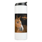 Name des Brown Quarter Horse Foto Monogram Thermosbecher (Nach links gedreht)