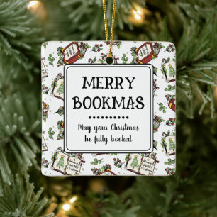 Name des Buchclubs Fröhliche Buchweihnachten Perso Keramikornament