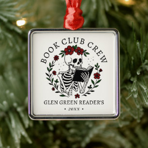 Name des Buchclubs Weihnachtslektüre Skelett Flora Ornament Aus Metall