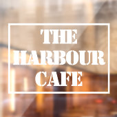 Name des Cafés auf einer Fensterklammer Fensteraufkleber (Blatt 2)