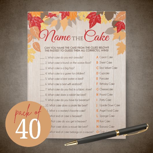 Name des Cake Fall Showdusche Party Pack Notizblock