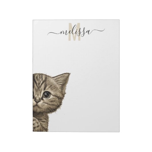 Name des Cat Watercolor Monogramms abrufen Notizblock (Rotiert)