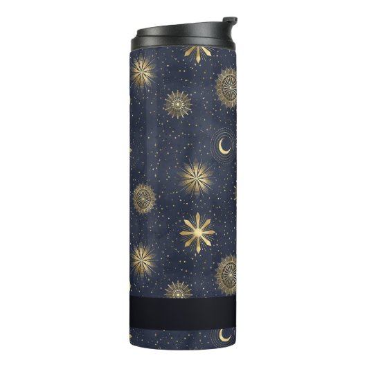 Name des Celestial Blue und Gold Monogram Thermosbecher (Nach links gedreht)