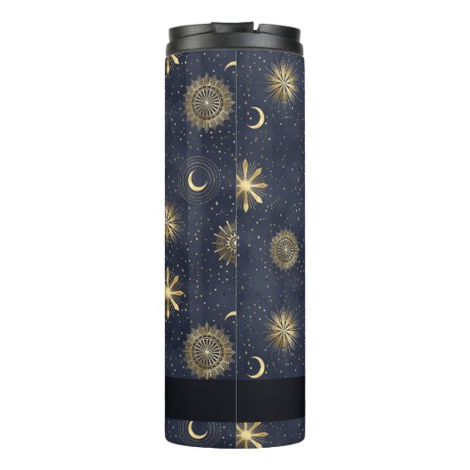 Name des Celestial Blue und Gold Monogram Thermosbecher (Rückseite)