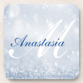 Name des coolen, Phantastischen, blauen Glitzer Getränkeuntersetzer (Vorderseite)