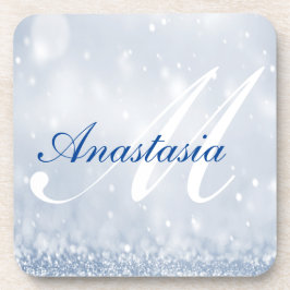 Name des coolen, Phantastischen, blauen Glitzer Getränkeuntersetzer