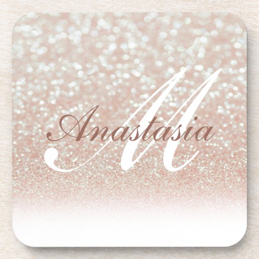 Name des coolen, Phantastischen, rosa Glitzer Getränkeuntersetzer (Vorderseite)