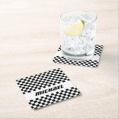 Name des coolen Racing-Schachbretts Schwarz/Weiß Rechteckiger Pappuntersetzer (Vor Ort)