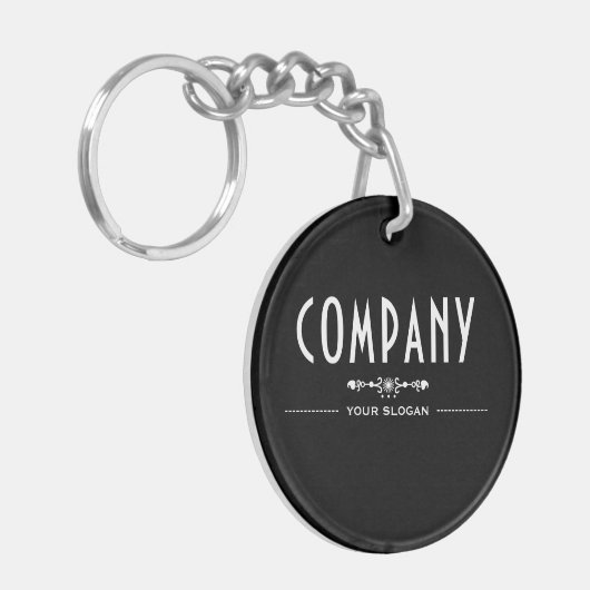 Name des dekorativen Unternehmens Schlüsselanhänger (Vorderseite links)