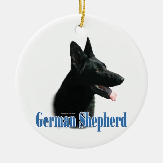 Name des deutschen Hirten (schwarz) Keramik Ornament (Vorne)