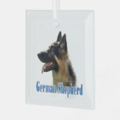 Name des deutschen Hirten (schwarz/tan) Ornament Aus Glas (Vorderseite links)