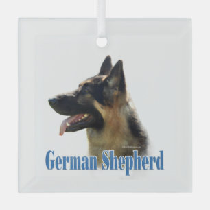 Name des deutschen Hirten (schwarz/tan) Ornament Aus Glas
