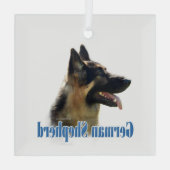 Name des deutschen Hirten (schwarz/tan) Ornament Aus Glas (Rückseite)