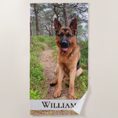 Name des deutschen Schäferhundwaldpfades Strandtuch (Vorderseite)