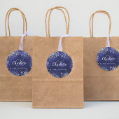 Name des dunkelblauen Glitzer Runder Aufkleber