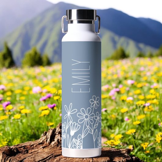Name des dunkelblauen Wildblume Garden Monogram Trinkflasche