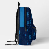 Name des dunklen blauen Seepferds Bedruckter Rucksack (Links)