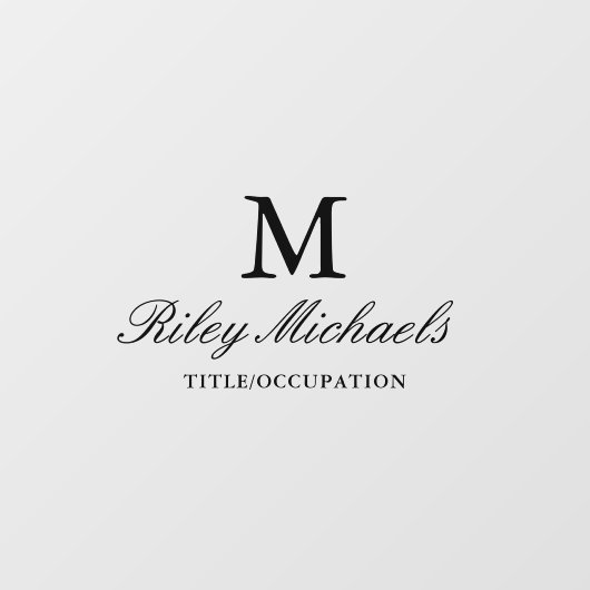 Name des einfachen Schwarzen Eleganten Monogrammes Fensteraufkleber (Blatt)