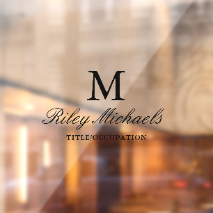 Name des einfachen Schwarzen Eleganten Monogrammes Fensteraufkleber