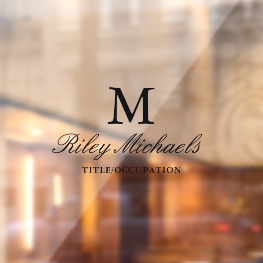 Name des einfachen Schwarzen Eleganten Monogrammes Fensteraufkleber (Blatt 2)