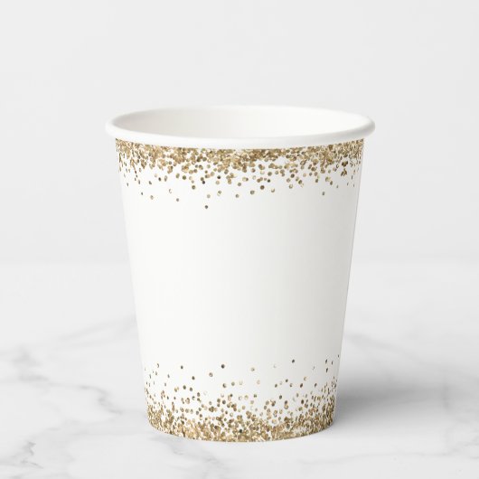 Name des eleganten Gold Glitzer Datum 16 . Geburts Pappbecher (Rückseite)