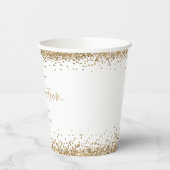 Name des eleganten Gold Glitzer Datum 16 . Geburts Pappbecher (Links)