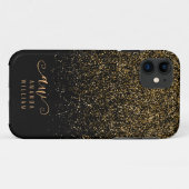 Name des eleganten Gold Glitzer Glam Monogram Case-Mate iPhone Hülle (Rückseite (Horizontal))