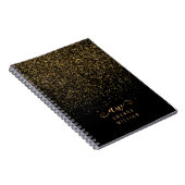Name des eleganten Gold Glitzer Glam Monogram Notizblock (Rechte Seite)