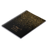 Name des eleganten Gold Glitzer Glam Monogram Notizblock (Linke Seite)