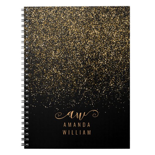 Name des eleganten Gold Glitzer Glam Monogram Notizblock (Vorderseite)