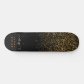 Name des eleganten Gold Glitzer Glam Monogram Skateboard (Horizontal)