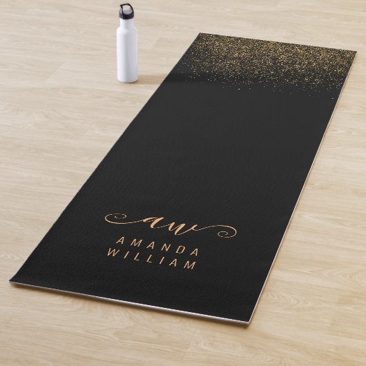 Name des eleganten Gold Glitzer Glam Monogram Yogamatte (Beispiel)