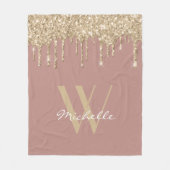 Name des eleganten Monogram-Rose-Gold-Dripping-Gli Fleecedecke (Vorderseite)