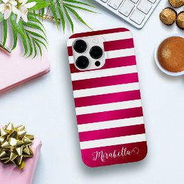 Name des eleganten Monogramms Hot Pink und White S Case-Mate iPhone 14 Pro Max Hülle