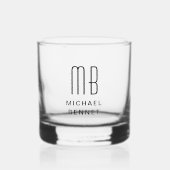 Name des eleganten Monogramms Whiskyglas (Vorderseite)