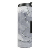 Name des eleganten Schwarz-Silber-Monogramms Thermosbecher (Nach links gedreht)