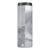 Name des eleganten Schwarz-Silber-Monogramms Thermosbecher (Rückseite)