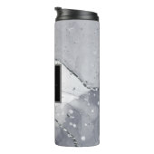 Name des eleganten Schwarz-Silber-Monogramms Thermosbecher (Nach rechts gedreht)