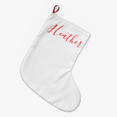 Name des Empfängers, mit rotem Skript geschrieben Großer Weihnachtsstrumpf (Vorderansicht (hängend))