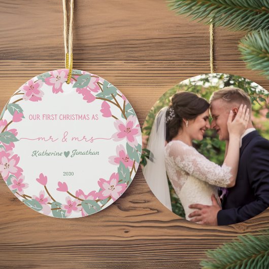 Name des ersten Fotos, neu verheiratet Keramik Ornament