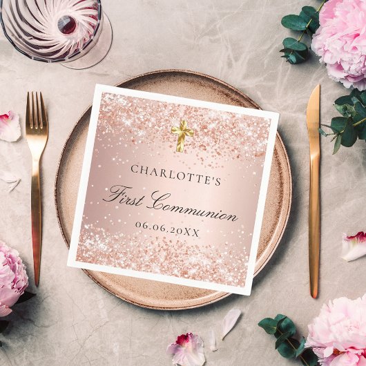 Name des ersten Kommune-Rose-Glitzer Serviette