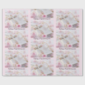 Name des ersten Kommunion Pink Girl Geschenkpapier (Flach)