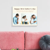 Name des ersten Vaters 3 Foto Creme Canvas Print Leinwanddruck (Insitu (Wohnzimmer))