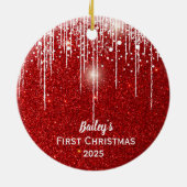 Name des ersten Weihnachtsgeburts für Baby Keramik Ornament (Hinten)