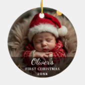 Name des ersten Weihnachtsjungen Fotos Keramik Ornament (Hinten)