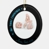 Name des ersten Weihnachtsnamens Custom Modern Bla Keramik Ornament (Links)