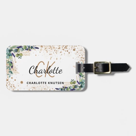 Name des Eukalyptus-Glitzer Gepäckanhänger (Vorderseite horizontal)
